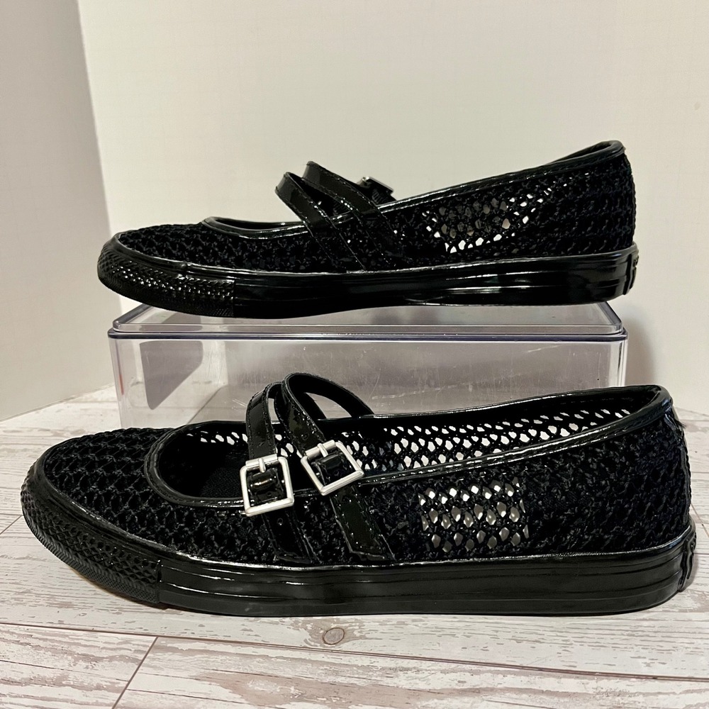 Converse CTAS Dainty Mary Jane Knit Black Women 7 Ballet Double Buckles A16567C